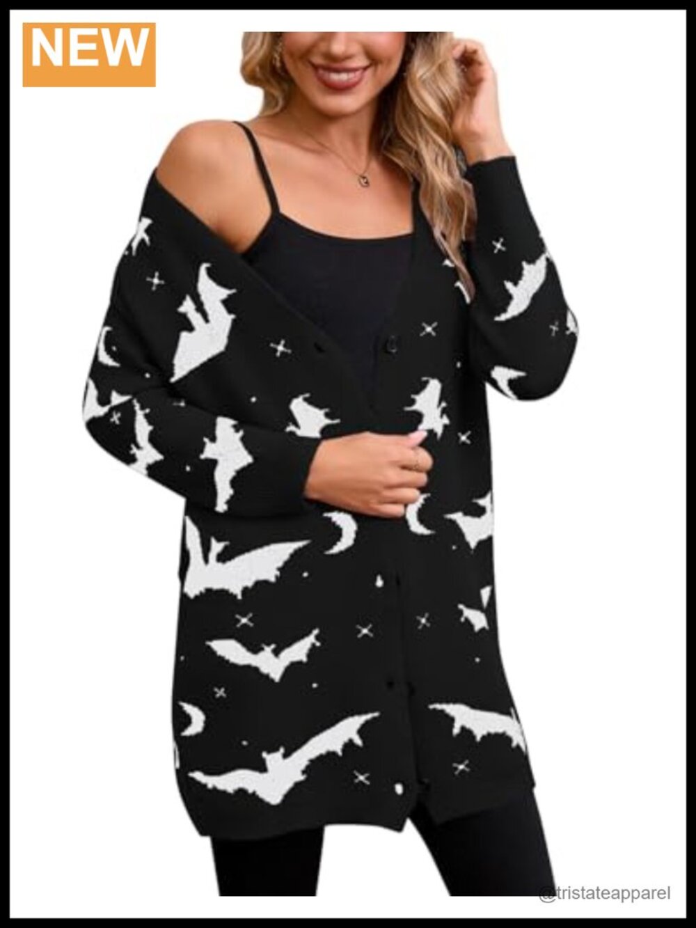 Womens Halloween Bat Knit Cardigan Long Sleeve Button Down Fleece